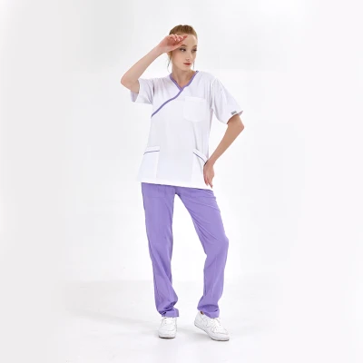 ست اسکراب یقه ضربدری لوکس لاکرا