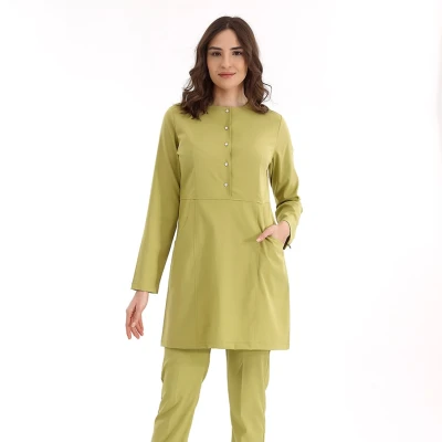 ست اسکراب حجاب زیپ‌دار لوکس لاکرا