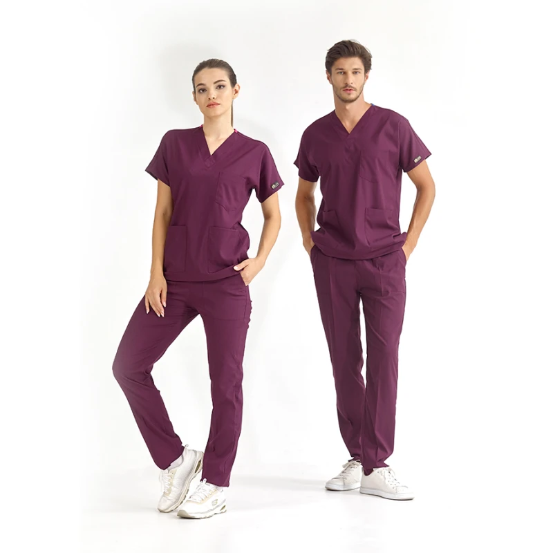ست اسکراب شلوار دکتر گریز لوکس لاکرا، رنگ بادمجانی — اورجینال چیزگی مدیکال