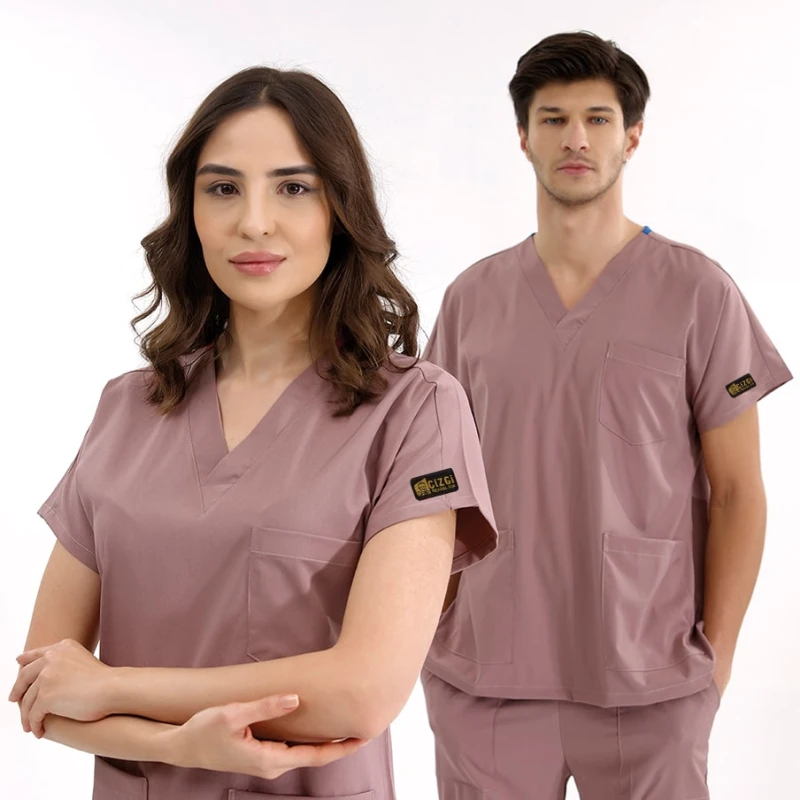 ست اسکراب شلوار دکتر گریز لوکس لاکرا، رنگ رز چرک — اورجینال چیزگی مدیکال