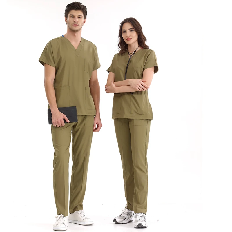 ست اسکراب شلوار دکتر گریز لوکس لاکرا، رنگ خاکی — اورجینال چیزگی مدیکال