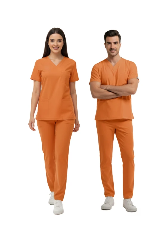 ست اسکراب شلوار دکتر گریز لوکس لاکرا، رنگ نارنجی اخرایی — اورجینال چیزگی مدیکال