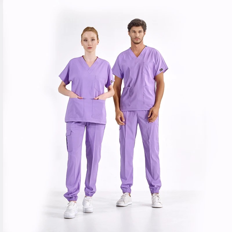 ست اسکراب شلوار جاگر لوکس لاکرا، رنگ یاسی — اورجینال چیزگی مدیکال