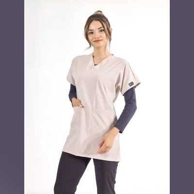 اسکراب تک بلند زنانه لوکس لاکرا کرم مدل LL721، رنگ کرم، تصویر 3