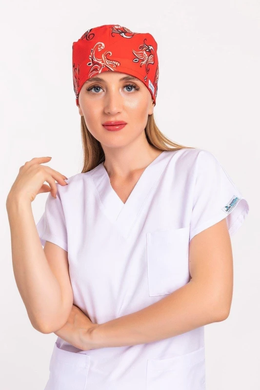 کلاه جراحی طرح سنتی قرمز — اورجینال چیزگی مدیکال