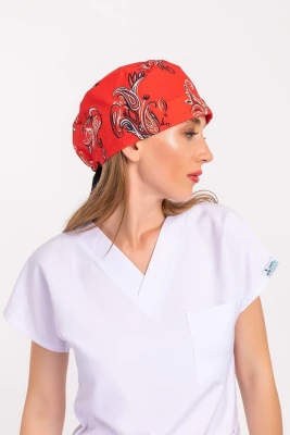 کلاه جراحی طرح سنتی قرمز