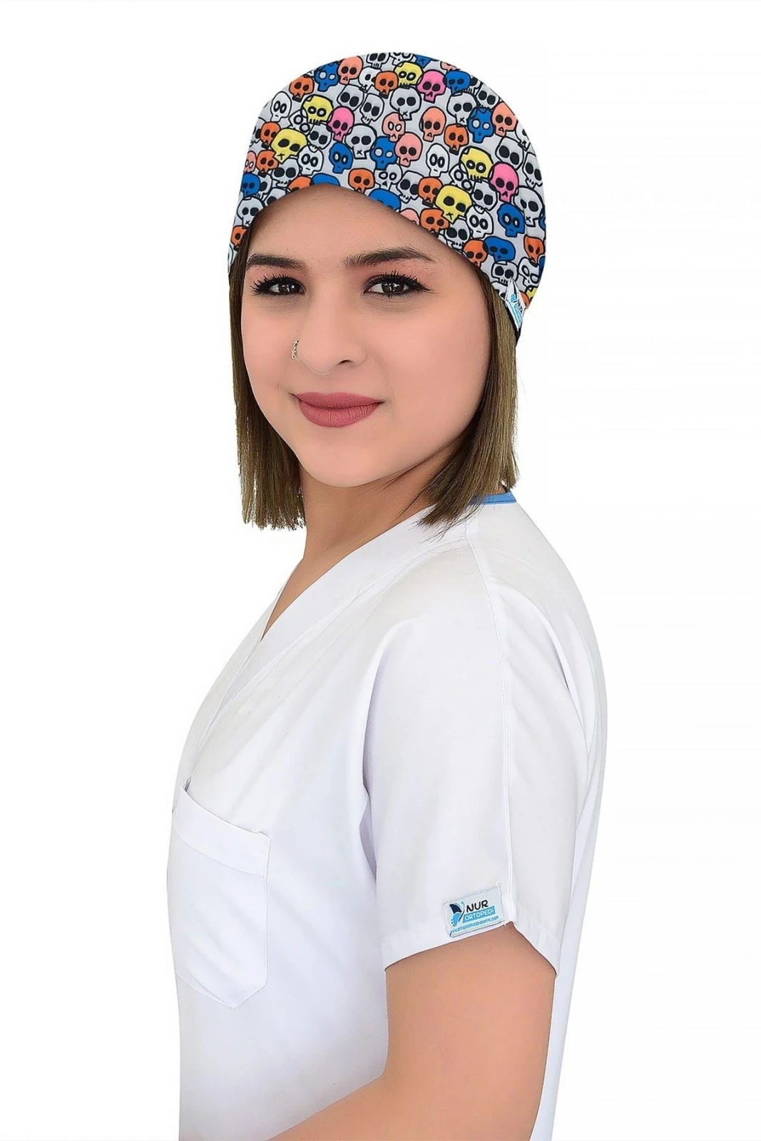 کلاه جراحی طرح جمجمه‌های رنگی — محصول Cizgi Medikal