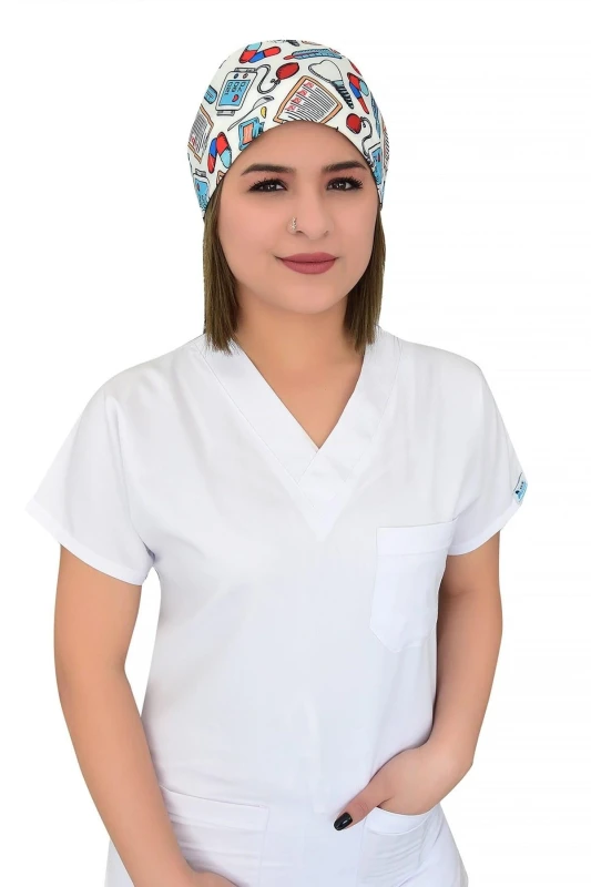 کلاه جراحی طرح کمک‌های اولیه سفید — اورجینال چیزگی مدیکال