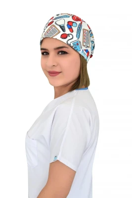 کلاه جراحی طرح کمک‌های اولیه سفید