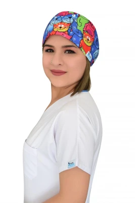 کلاه جراحی طرح گربه‌های رنگی